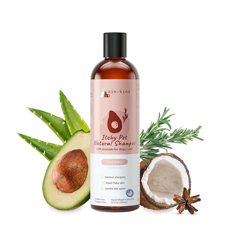 kin+kind Organic Dog Shampoo Itchy Skin Relief â€“ Natural Dog Shampoo for Dry, Sensitive Skin â€“ Moisturizing Formula with Coconut Oil, Olive Oil & Avocado Oil â€“ Grooming Supplies â€“ Made in USA 12 fl oz - Image 1